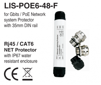 LIS-POE6-48-F for Gbits / PoE Networksystem Protectorwith 35mm DIN rail